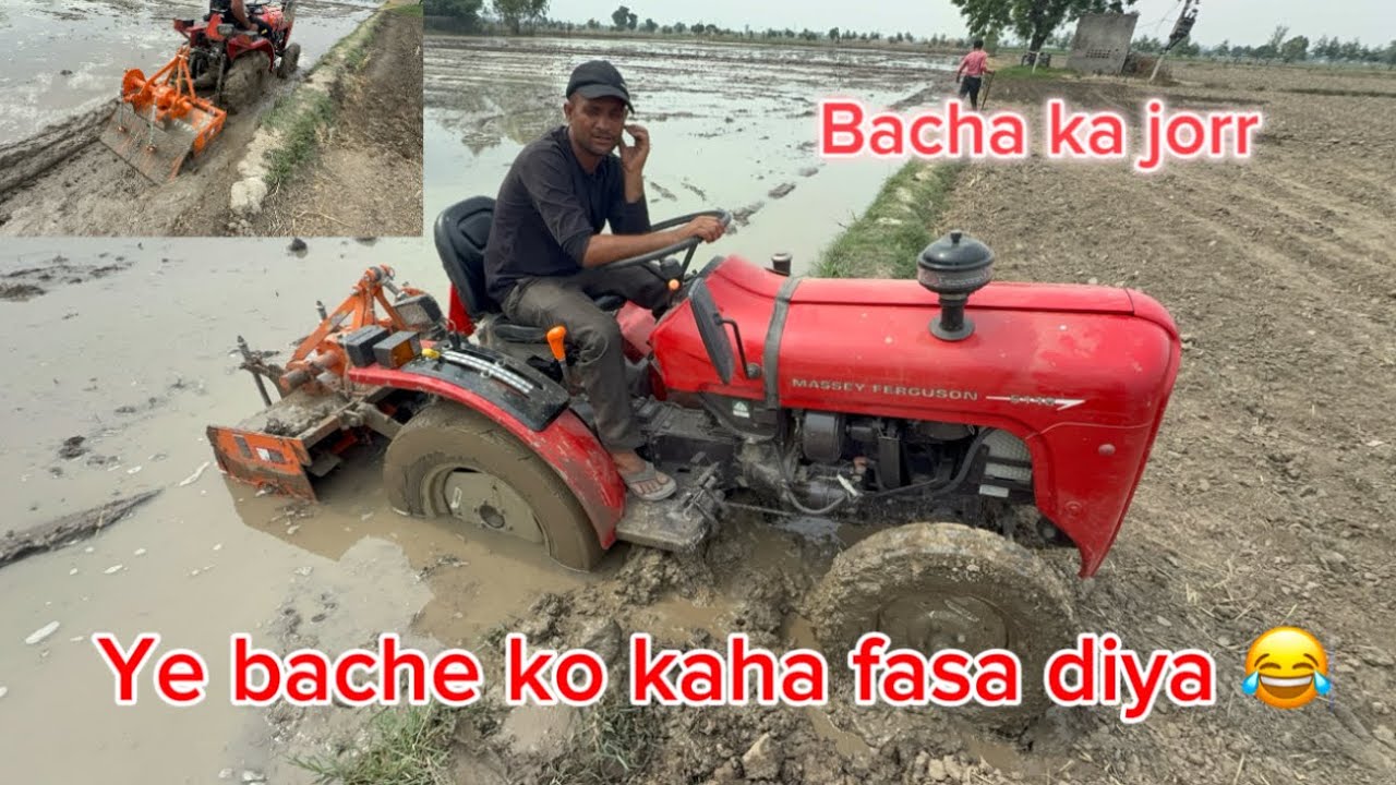 Bacha ka systm hang😳//Massey ka jorr😎//India first small tractor 🚜 stuck in mud//Jiri ki tyarri❤️
