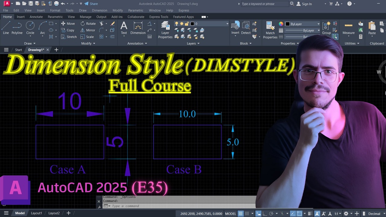 AutoCAD 2025 Tutorial for Beginners (E35) | DIMSTYLE Command | Solve Wrong Dimensioning Style