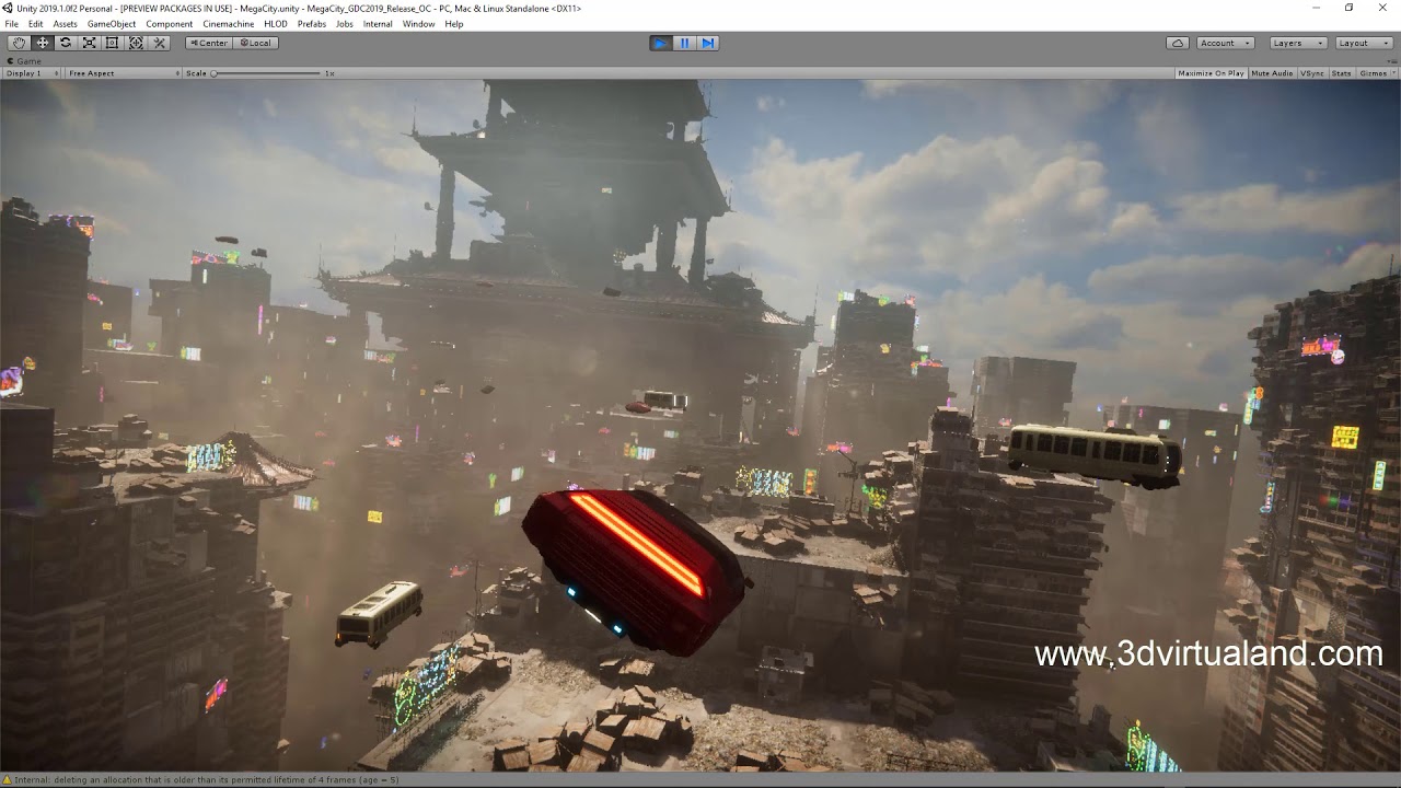 Unity 2019.1 Flying in the Megacity