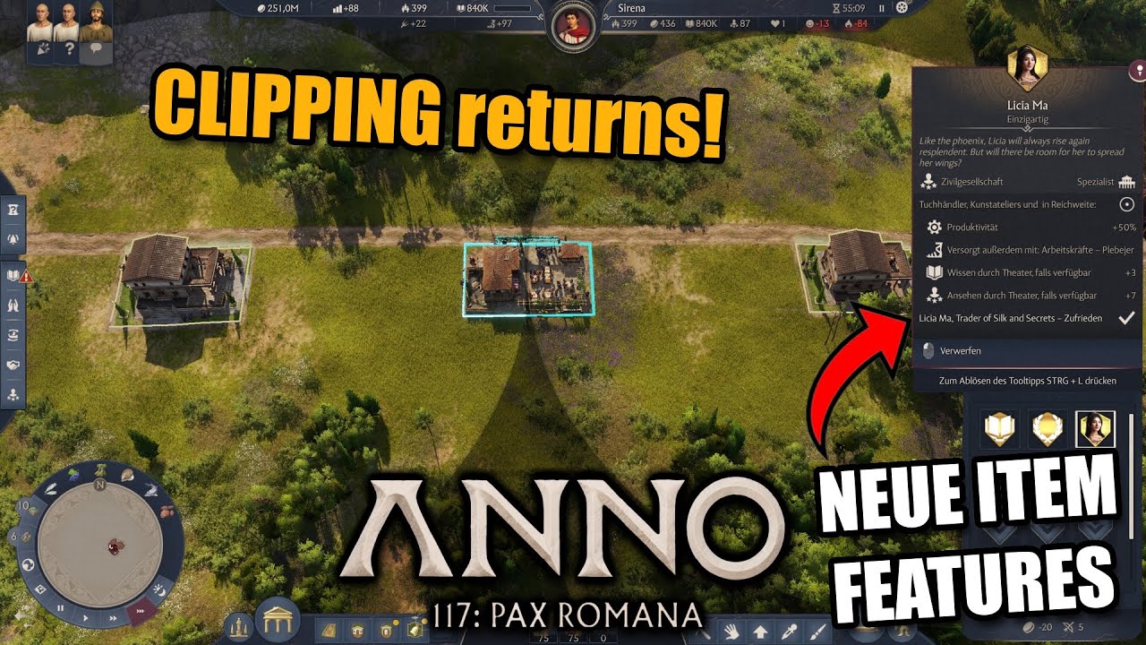 CLIPPING ist zurück?! Neue ANNO 117 Item Features erklärt: Nischen, Gästehaus & legendäre NPC-Items!