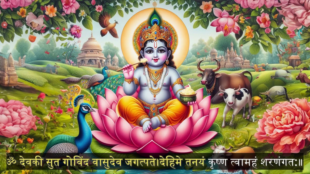 108 times Santan Prapti Mantra of Krishna With Lyrics - संतान प्राप्ति मंत्र के जाप 108 बार