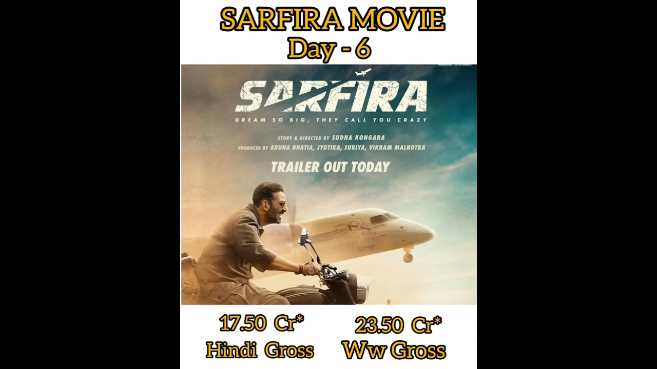Sarfira Movie Day 6 & Day 7 Box Office Collection #movie #sarfira #sarfiramovie #akshaykumar