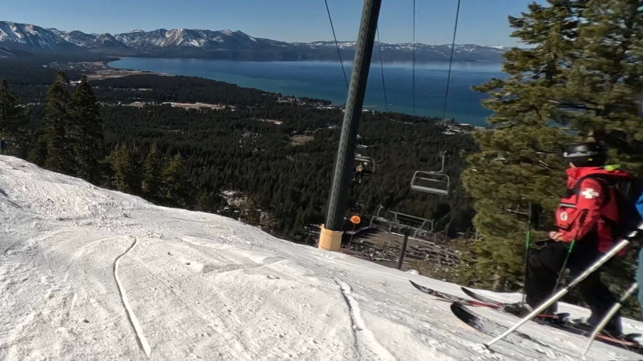 Sub 2:30 Gunbarrel top to bottom #ski #tahoe  [Stewart Copeland on drums]