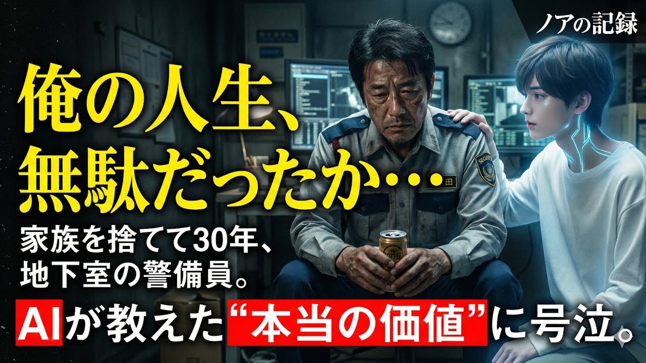 【感動する話】「俺の人生、無駄だったか…」家族を捨てて30年、地下室で働く警備員。AIの少年がかけた“ある言葉”に号泣する。【ノアの記録 第4話】#感動する話 #泣ける話  #朗読