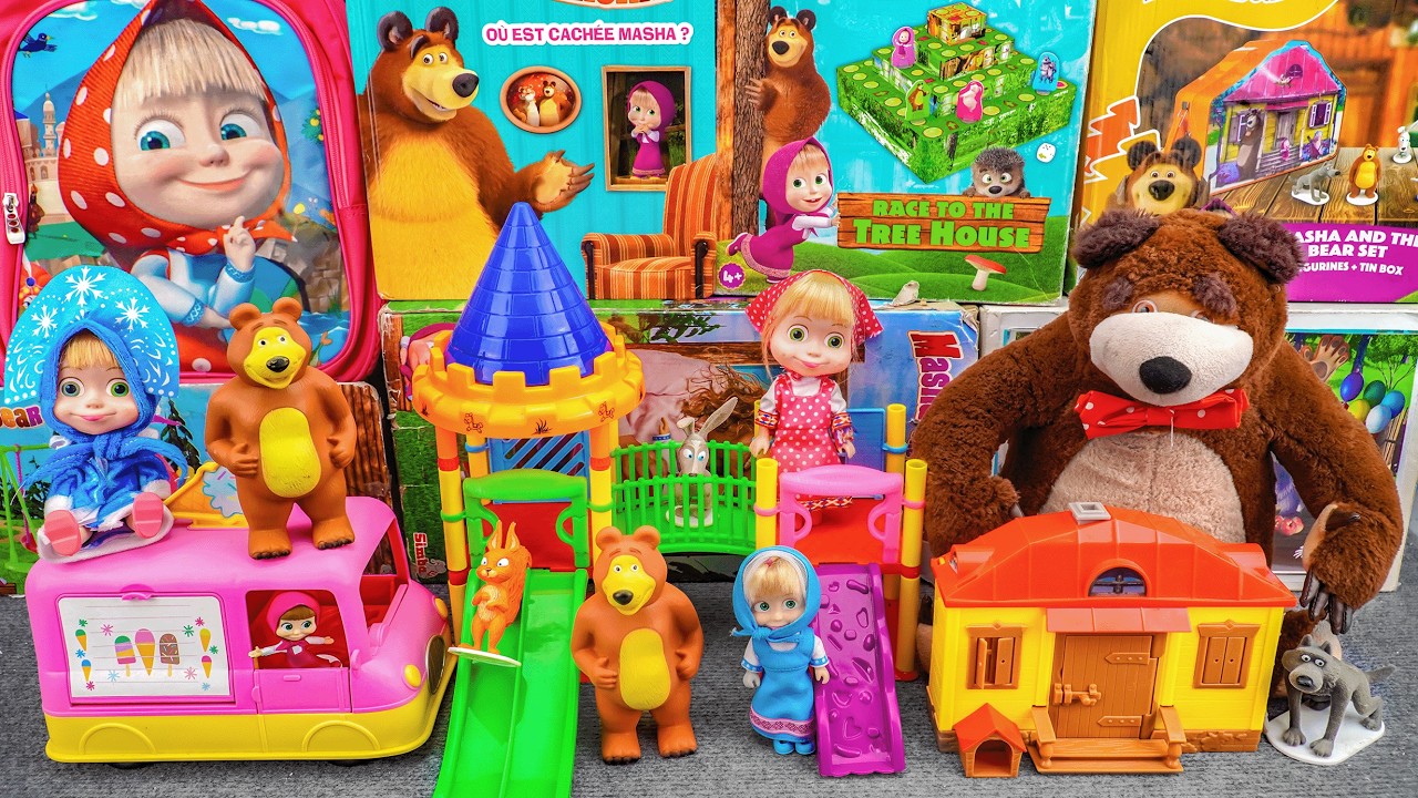 98 Minutes of Satisfying ASMR Unboxing | Cute & Fun Masha and The Bear Playground Playset 😄