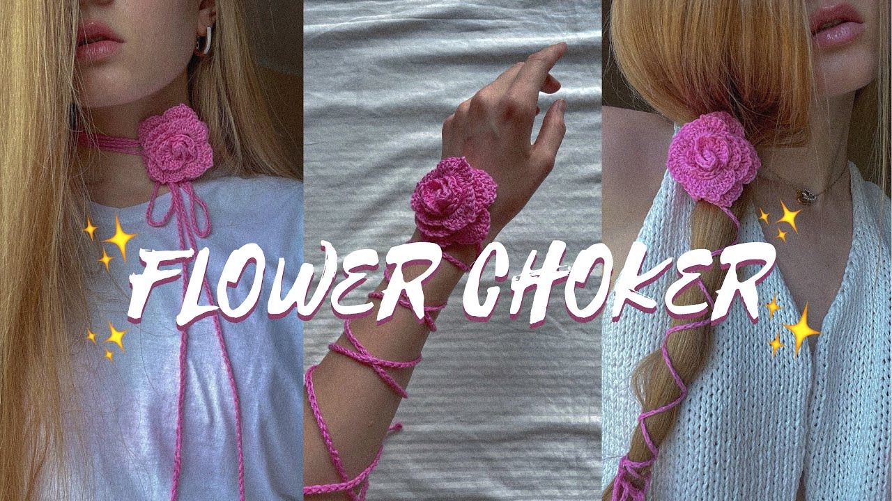 Crochet rose choker 🌹/ trend of the summer 2023🌸