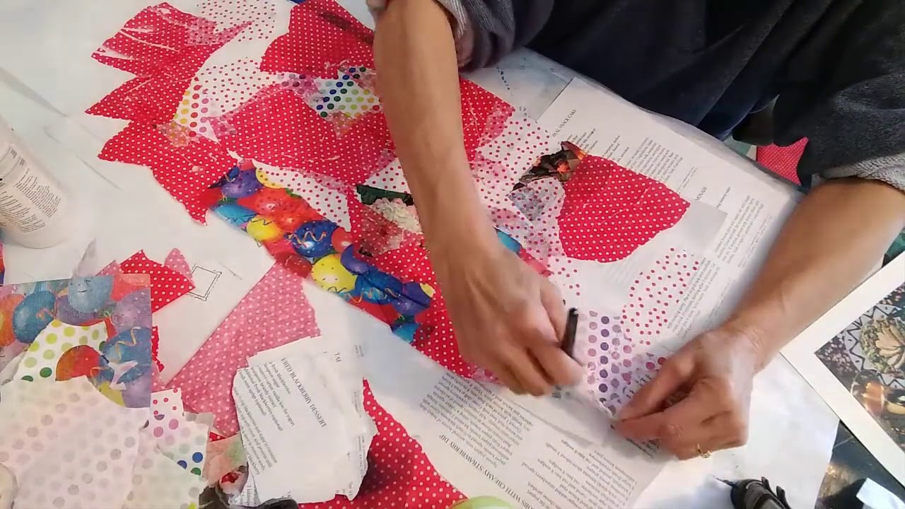 Making collage fabric with Tyvek