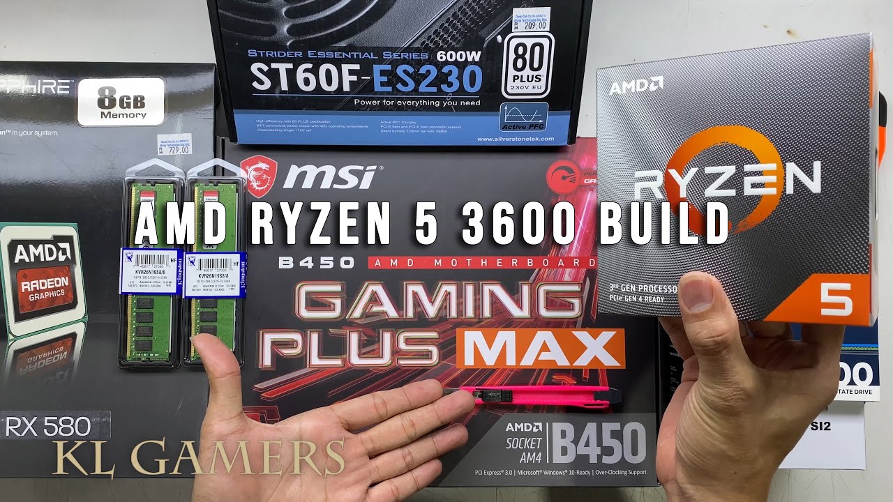 AMD Ryzen 5 3600 msi B450 GAMING PLUS MAX Crucial BX500 DDR4 SAPPHIRE RX580 Armaggeddon Tesseract C3