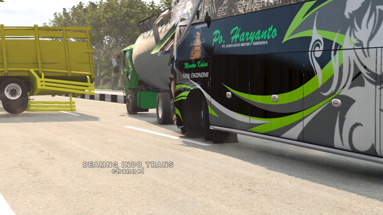 Ilustrasi Laka Bus Haryanto Tabrak 2 Truk di Jalan Lingkar Kudus, Game Beamng Drive