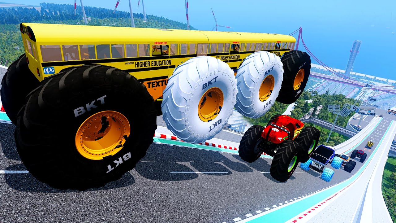 Epic High Speed monster trucks jumps stunts & crashes #109 | BeamNG Drive
