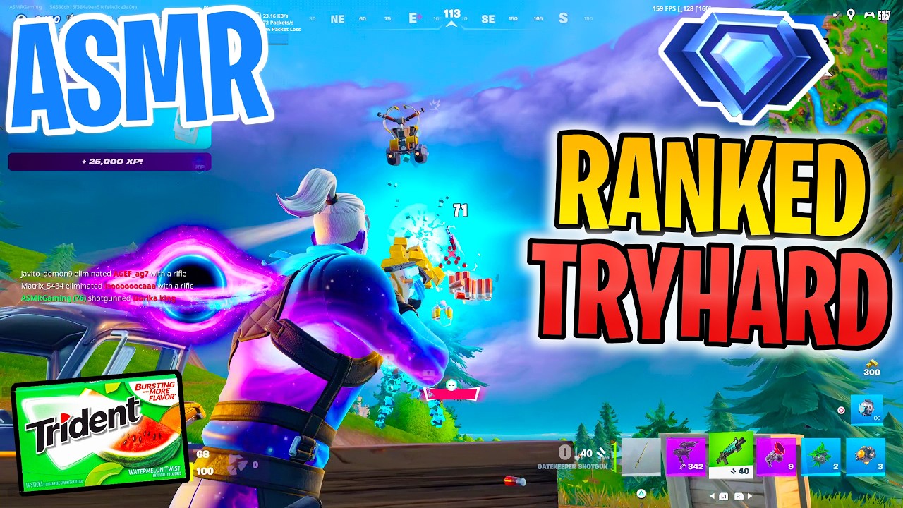 ASMR Gaming 😴 Fortnite Ranked Journey to Unreal! Gum Chewing 🎮🎧 Controller Sounds + Whispering 💤