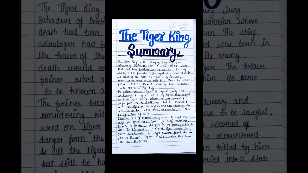 The Tiger King || Summary || Class 12 English || Chapter 2 