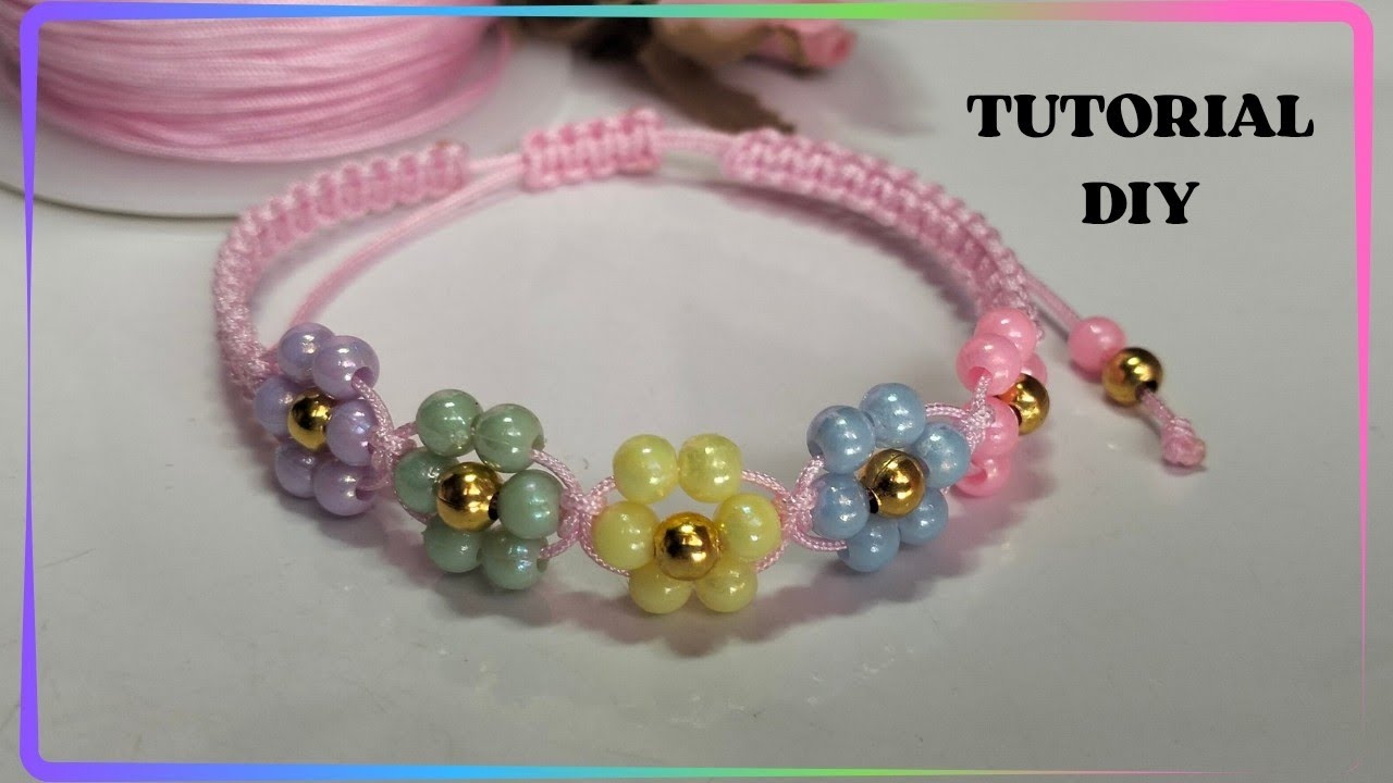 Cómo hacer pulseras de hilo facil. Simple and Beautiful Beaded Bracelet Tutorial 
