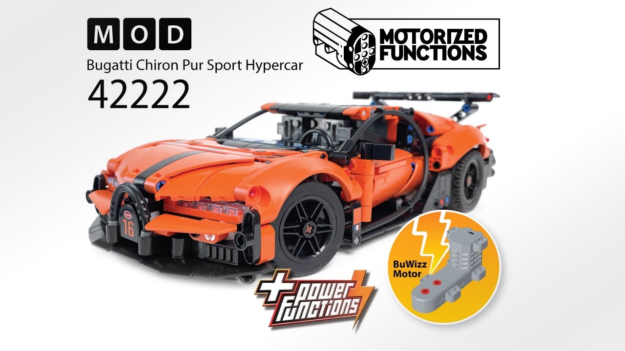 42222 Bugatti Chiron Pur Sport Hypercar RC MOD for Power Function & BuWizz Mortors