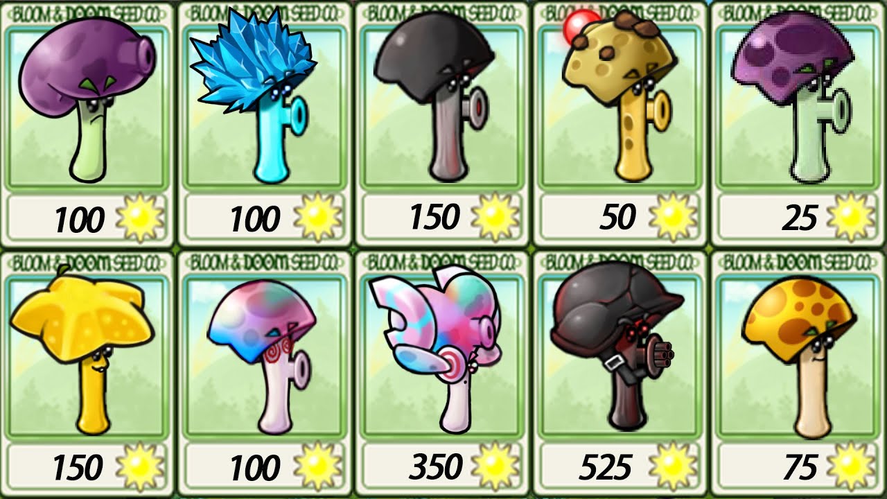 Scaredy-shroom family plants VS 999Zombies-------Plants vs Zombies