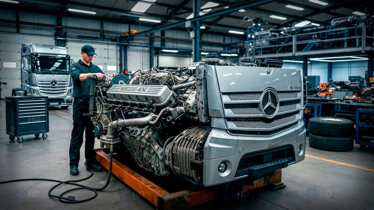Мужчина собирает двигатель ГРУЗОВИКА Mercedes до ИДЕАЛА | От начала до конца