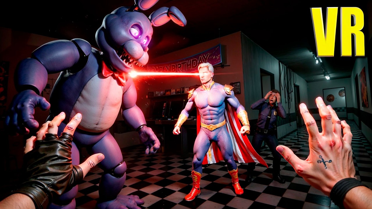 VR Хоумлендер защищает охранника от аниматроников в пиццерии FNAF 2 BONELAB COOP Пацаны
