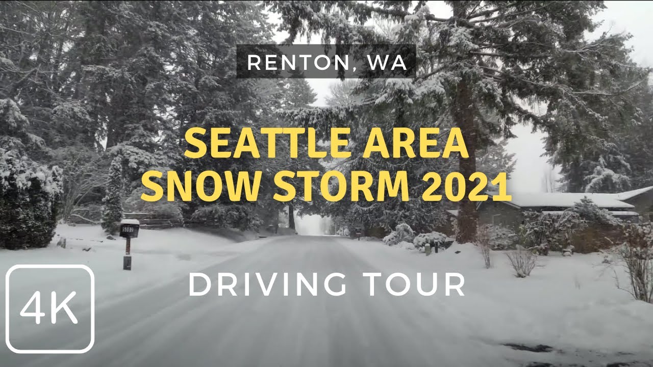 【4K】Driving Through Massive Snow Storm Day After Christmas in Renton, WA Washington USA Dec 2021