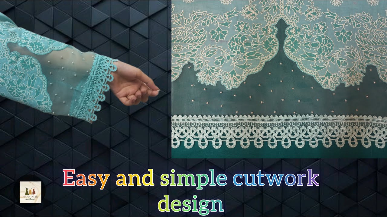 Brand style cutwork design | cutwork design for sleeves and daman |easy and simple cutwork design