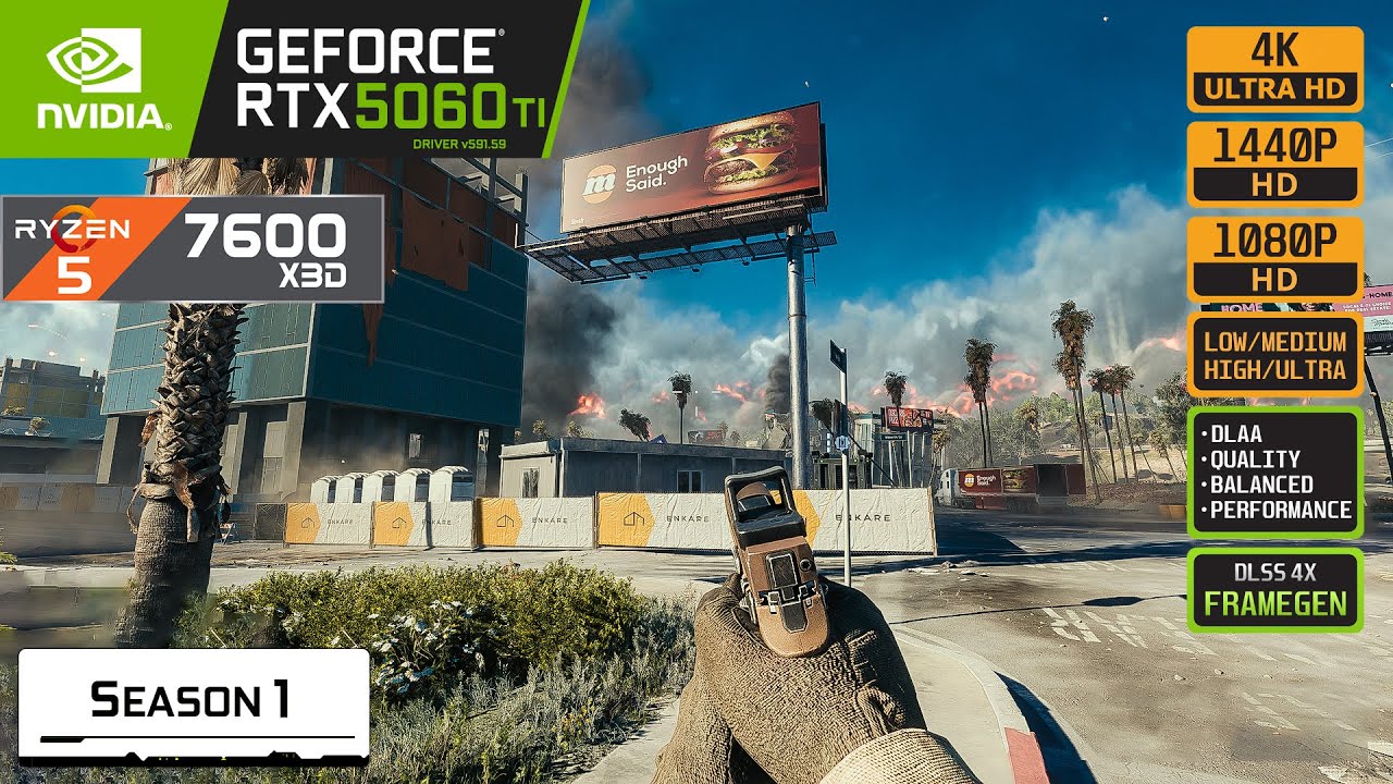BATTLEFIELD 6 REDSEC - RTX 5060 Ti - RYZEN 5 7600X3D