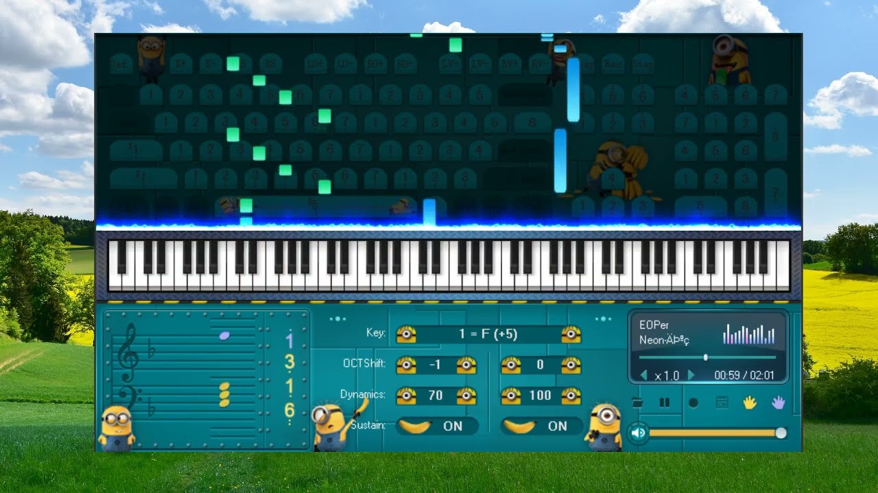 Neon Rolling Sky - Piano for beginners
