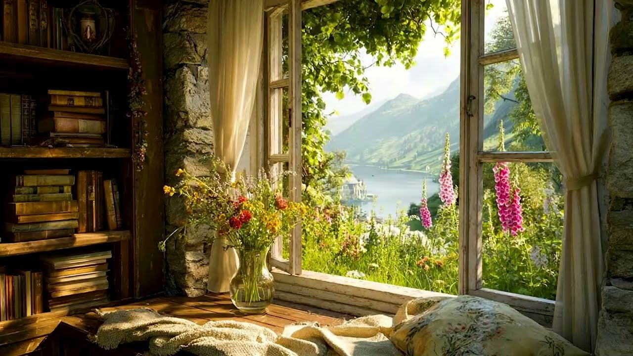 Wildflower Window View 🌤️🌷 Spring ASMR Nature + Birdsong Ambience to Ease Stress & Focus Better 📚