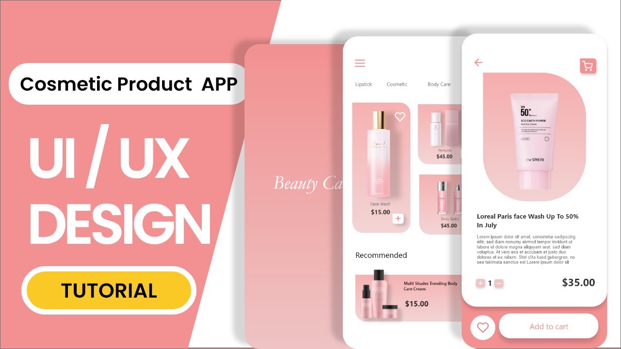 Cosmetic / Products App UI UX Design  With Complete Prototype In Adobe XD | UI UX Design Tutorial.
