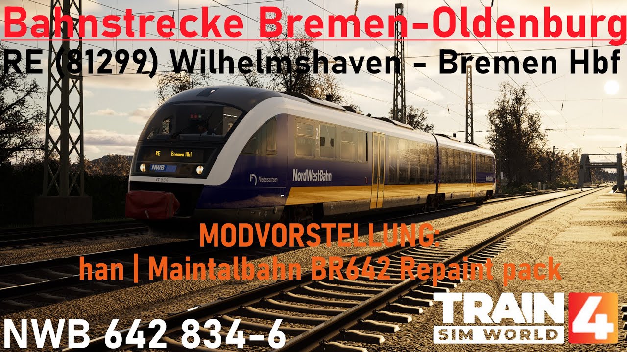 MODVORSTELLUNG: han | Maintalbahn BR642 Repaint pack | Train Sim World 4 | RE (81299) | NWB 642 834