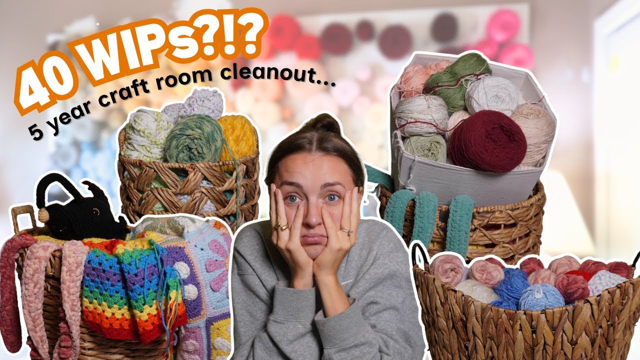 Уборка в комнате для рукоделия 🧶 5 лет незавершённых работ, лягушек и запасов пряжи!! Видеоблог с...