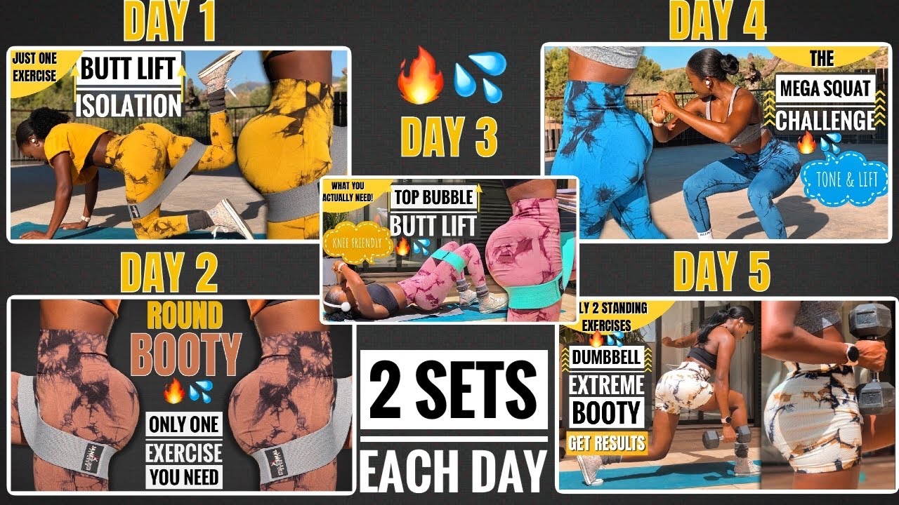 FREE COMPLETE GUIDE~2 WEEKS BOOTY CHALLENGE | Day 1-5 | Easily Build Your Glutes At Home