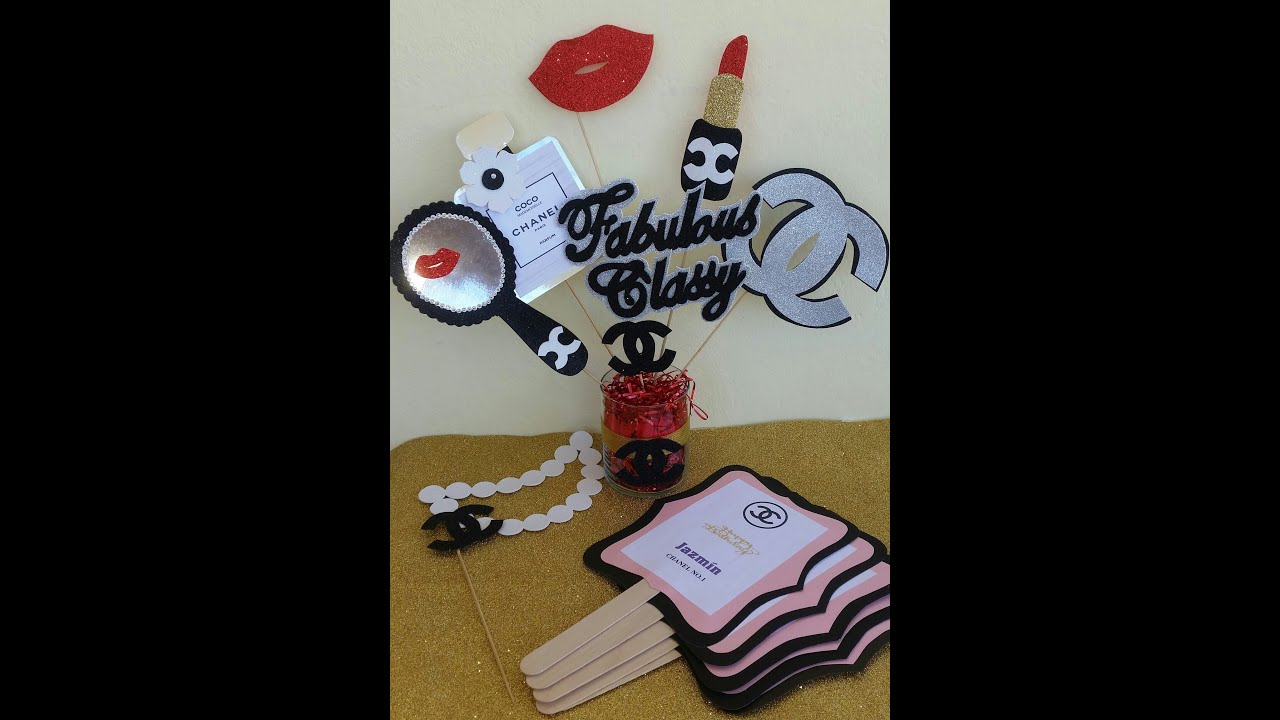 DECORACI&Oacute;N CHANEL (espejo, labial, perfume, collar)