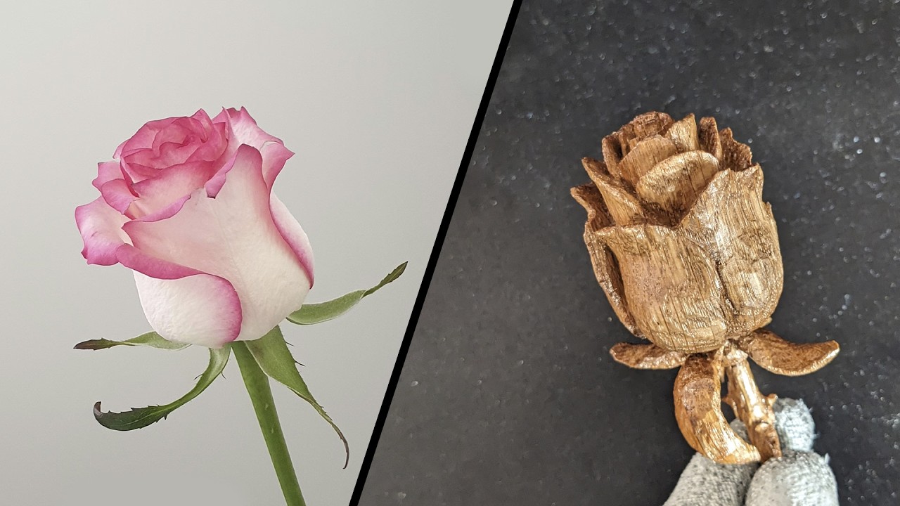 Wood carving. Rose bud (oak tree) / Різьба по дереву. Бутон троянди (дуб)