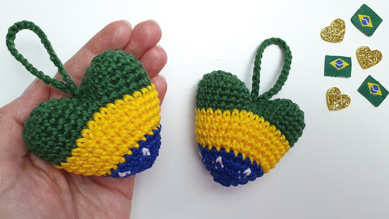 FAÇA E VENDA BASTANTE 🤑 PASSO A PASSO CHAVEIRO CORAÇÃO AMIGURUMI BRASIL 🇧🇷