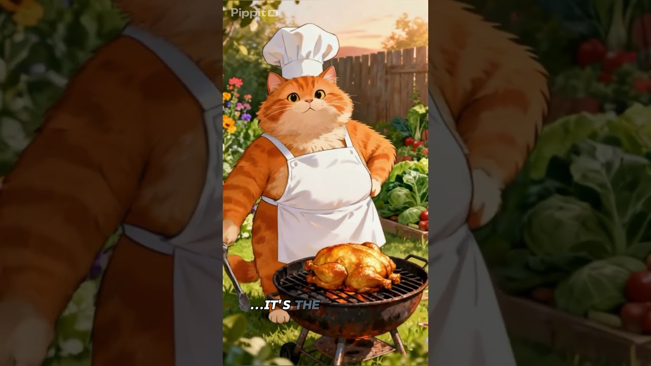 fat cat cooking chicken?