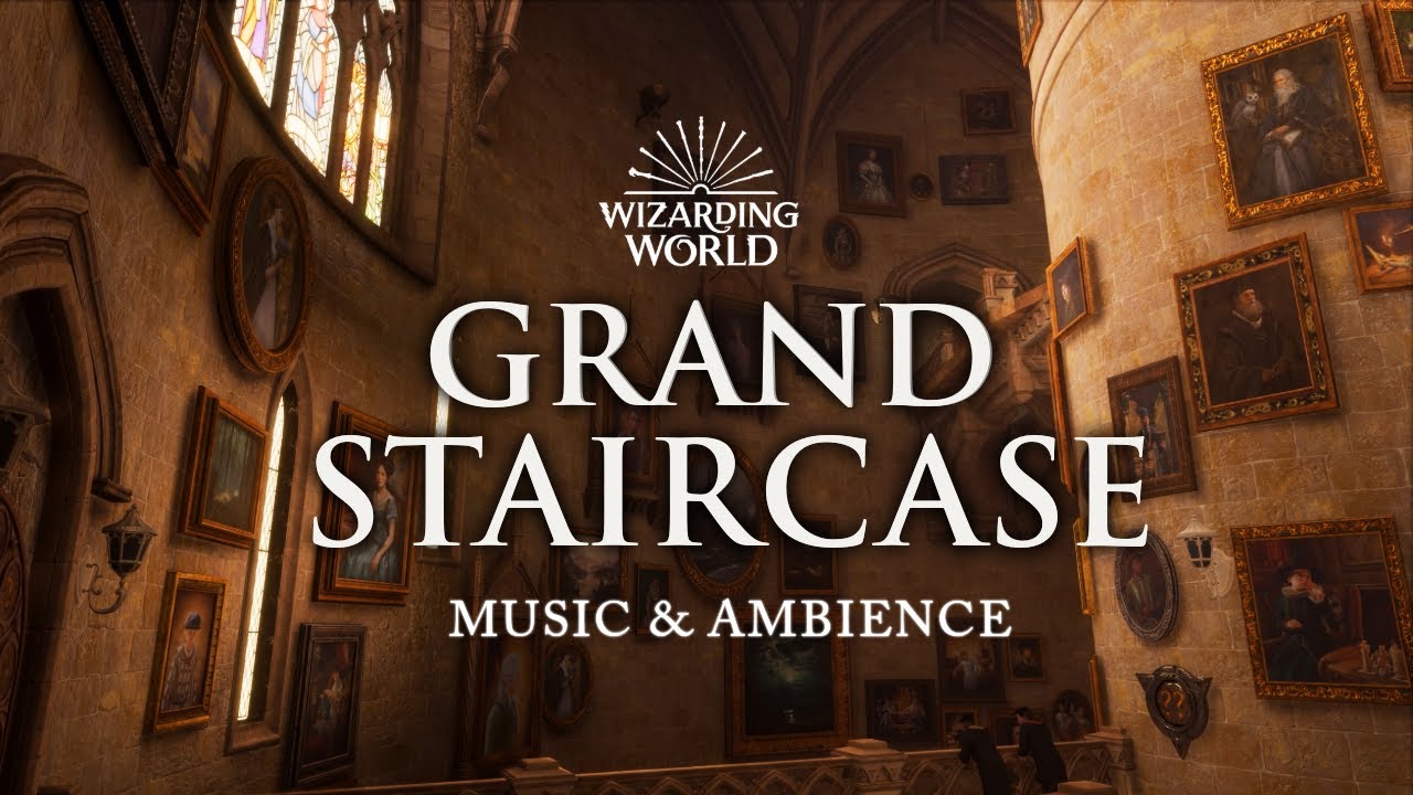 Exploring Hogwarts Grand Staircase | Peaceful Harry Potter Music & Ambience | 3 Hrs