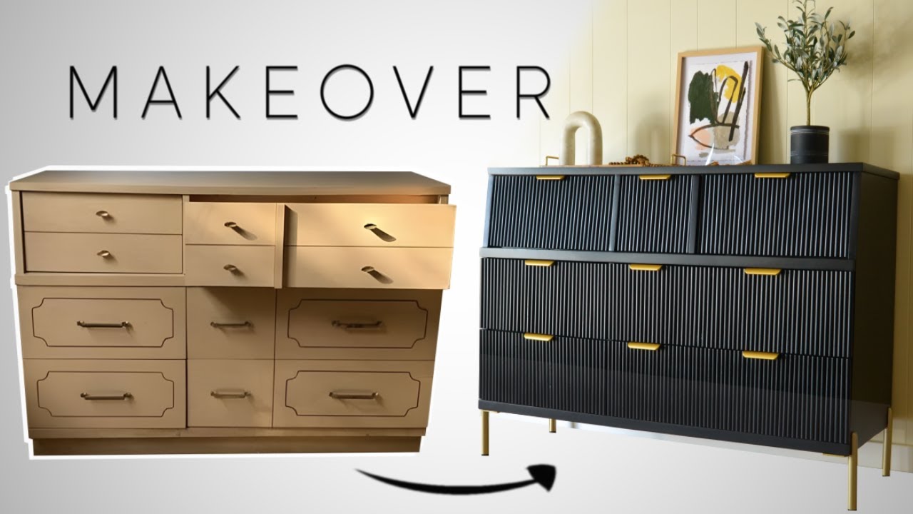 SPECIAL Technique to Transform Dresser Using WOODEN DOWELS / Dresser Makeover / DIY Furniture Flip