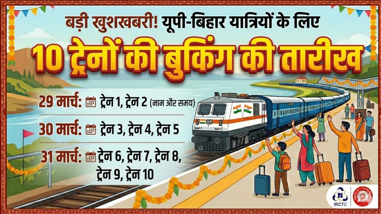 आ गई स्पेशल ट्रेन लिस्ट और बुकिंग तारीख | यात्रियों के लिए खुशखबरी | बुकिंग, ट्रेन की पूरी जानकारी