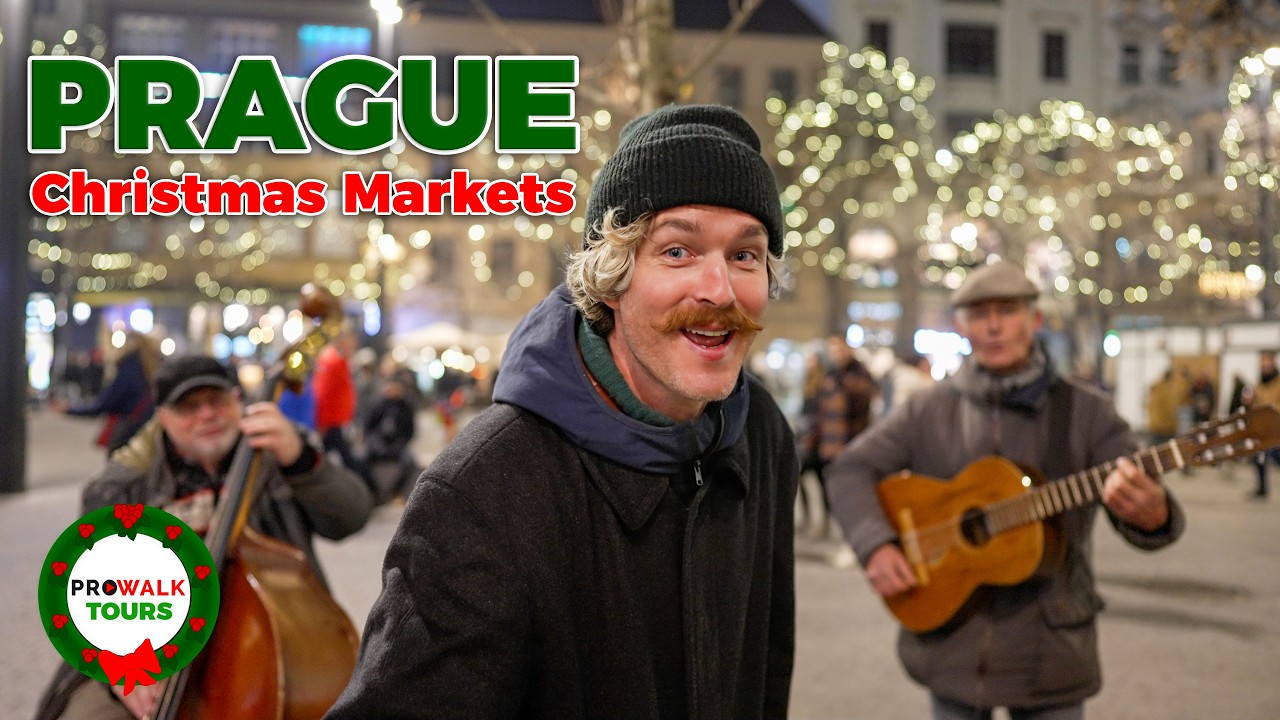 Christmas Markets of Prague at Night Walking Tour - 4K60fps with Captions