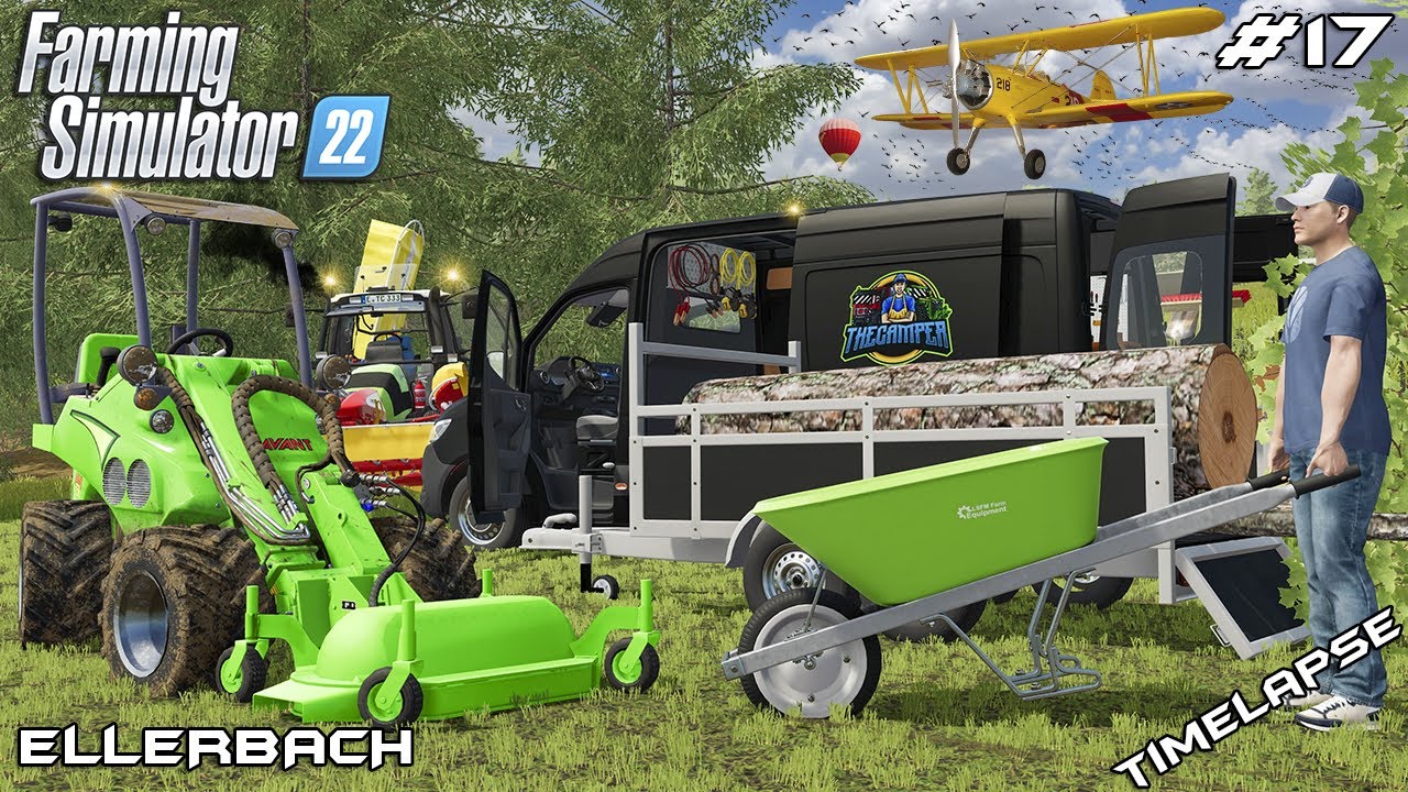 Удаление упавшего дерева с луга перед кошением с помощью @kedex | Ellerbach | Farming Simulator 2...