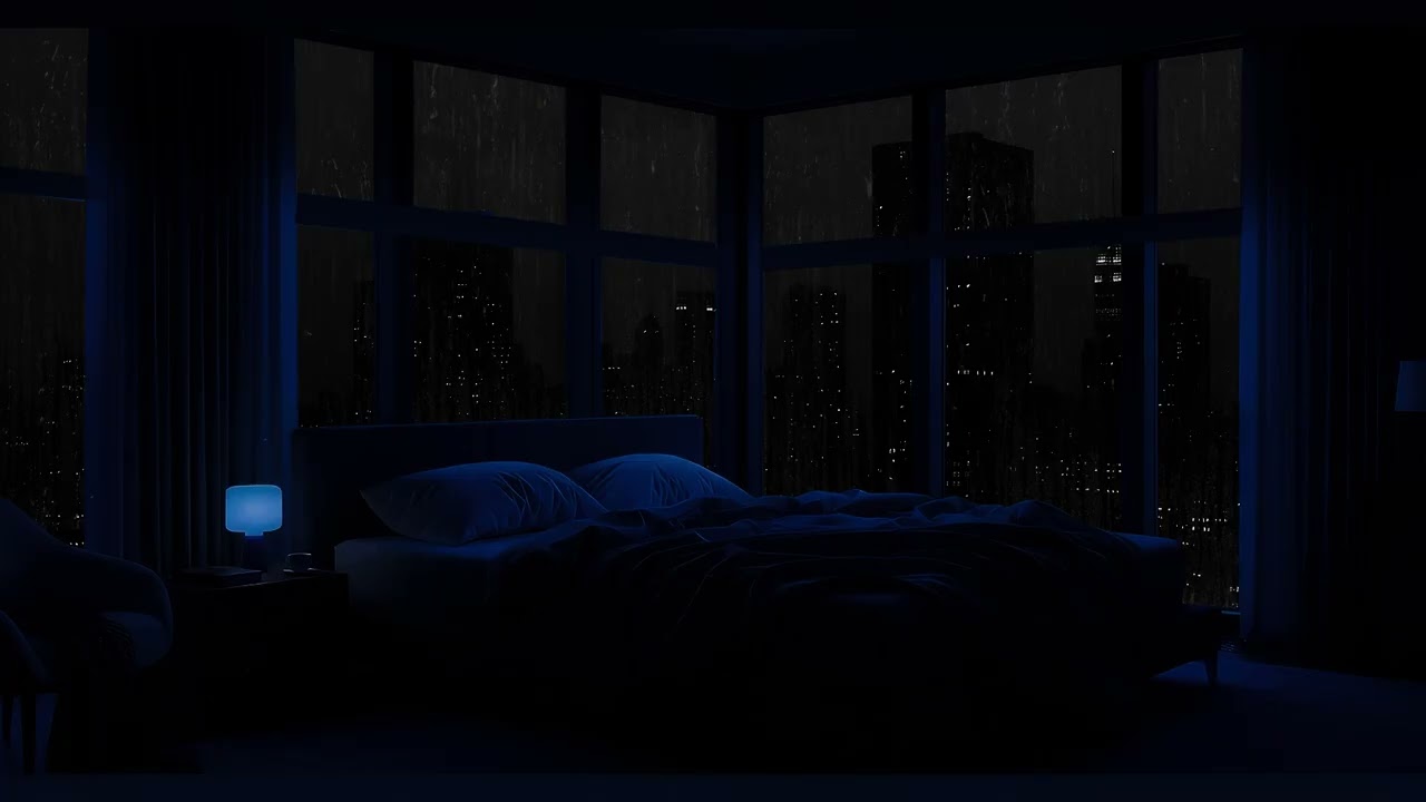 Relaxing Rain in New York City | Sleep Ambience with Gentle Rain and Night Lights | White Noise
