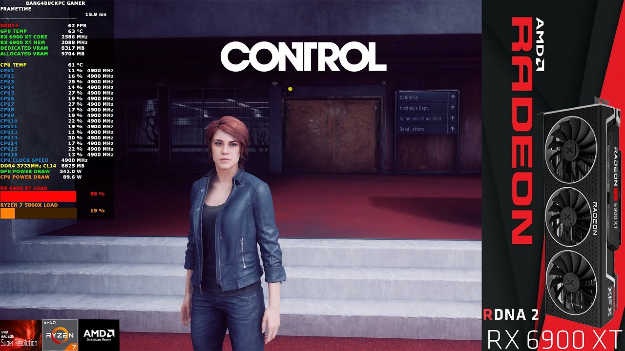 Control Ray Tracing Max Settings RSR 4K | RX 6900 XT | Ryzen 7 5800X