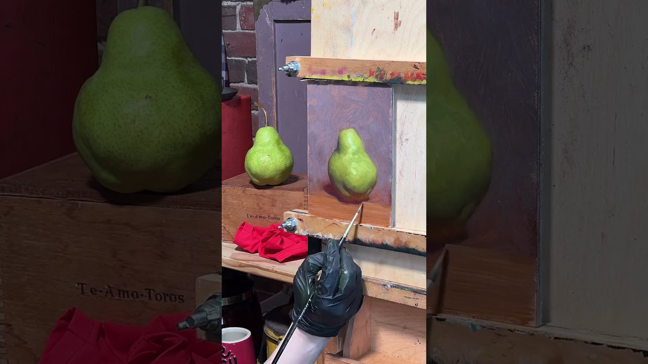 Pear alla prima - timelapse oil painting #oilpainting #allaprima