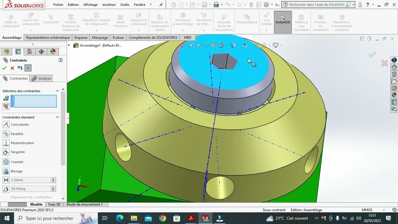 SolidWorks Tutorial for beginners  butée de trainard assembly