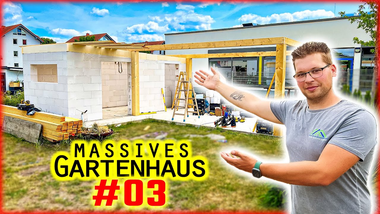 FLACHDACH KONSTRUKTION aus HOLZ - GARTENHAUS BAUEN #03 | Home Build Solution
