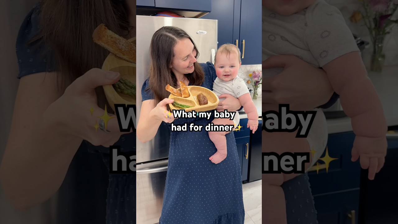 BLW Dinner Idea | What my 7-month-old is eating 🥩🥖 #blw #babyfood #babyledweaning #mealideas #baby