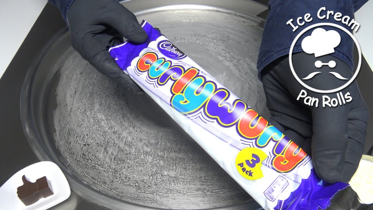 CADBURY CURLYWURLY Ice Cream Rolls | ASMR | oddly satisfying | no talking | how to make ice cream