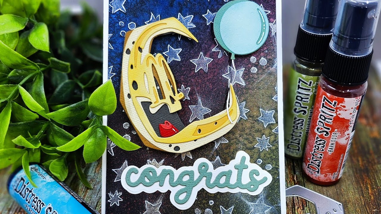 Let's do some samples and create a card using the New Tim Holtz Ranger Distress Spritz sprays.