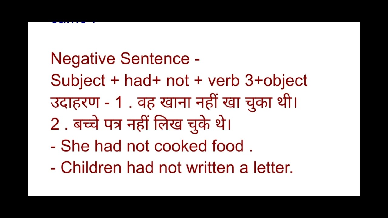 Past Perfect Tense 