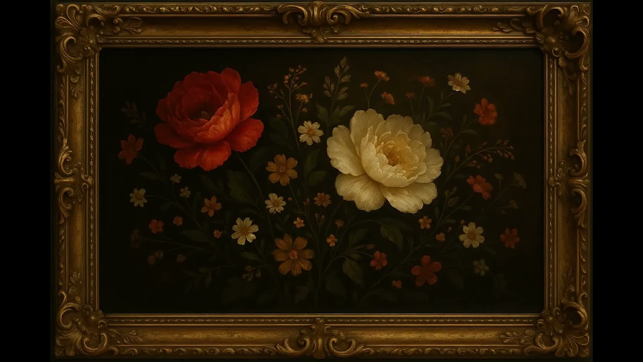 Baroque Floral Artwork &ndash; Elegant Frame TV Art in 4K | Dark Vintage Flowers