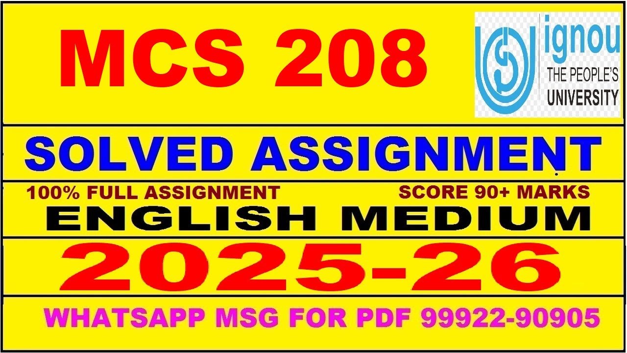 MCS 208 solved assignment 2025-26 in English || mcs 208 solved assignment 2026 || mcs208 2025-26